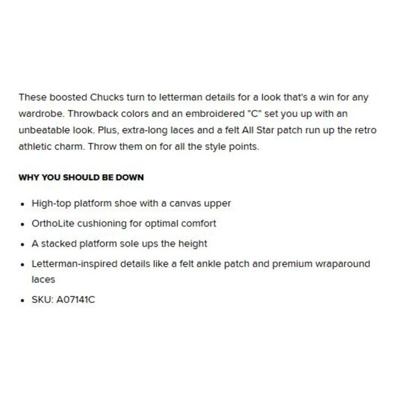 Converse Chuck Taylor All Star Lift Platform Oops Pink Retro Varsity Hi Tops W10 - Picture 13 of 13